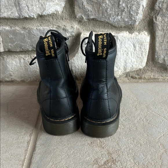 Dr. Martens Black Leather Boots with Yellow Stitching - Picture 3 of 5